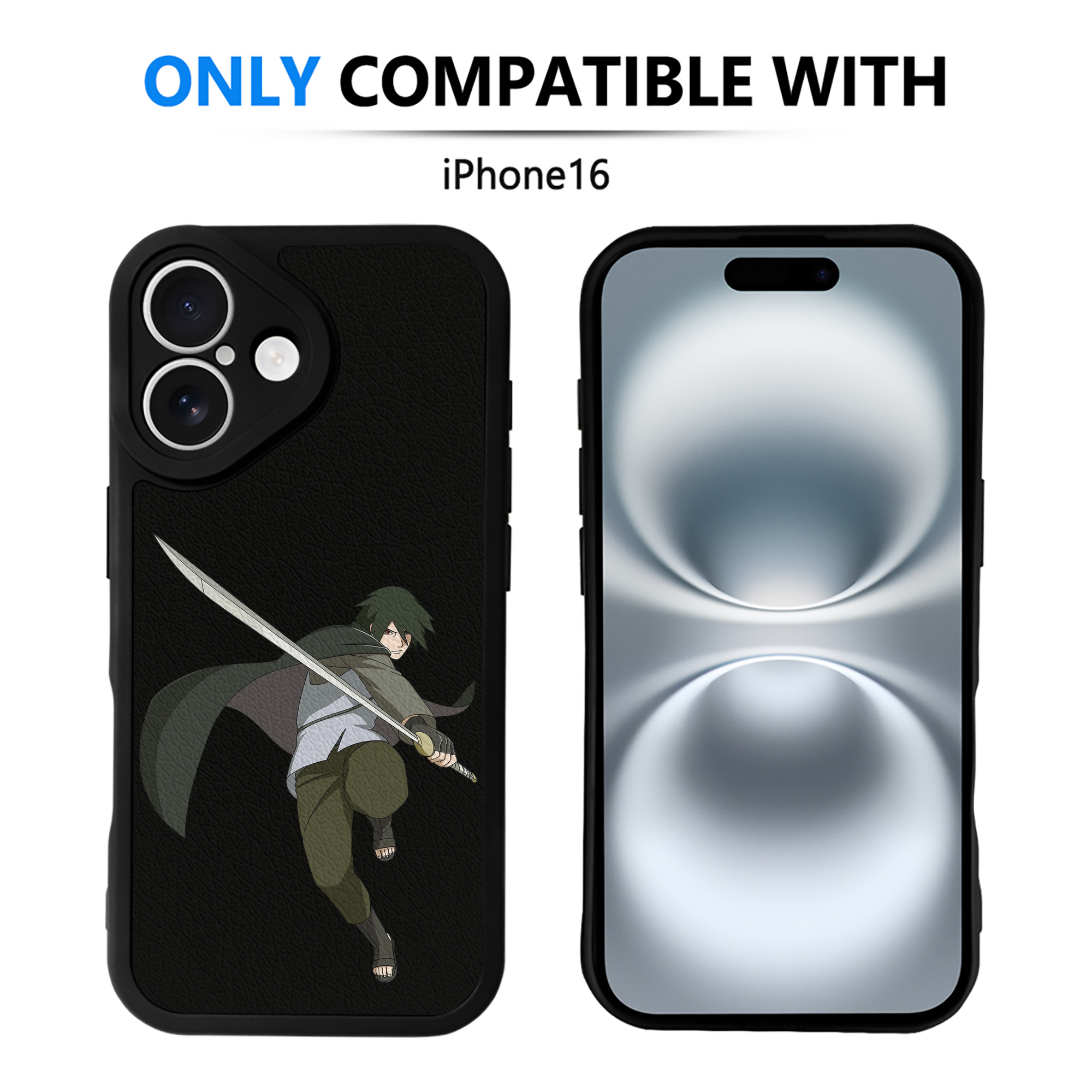 （画像用） NARUTO -ナルト- うちは サスケ Uchiha Sasuke 【iPhone 16シリーズ対応】シリコンスマホケース（レザー調） 材質：シリコン